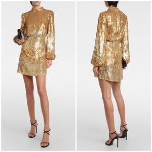 NWT RIXO Samantha Sequin Minidress in Gold 2/XXS